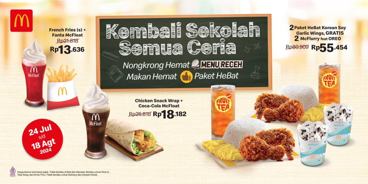 Promo McD Menu Receh edisi Kembali ke Sekolah