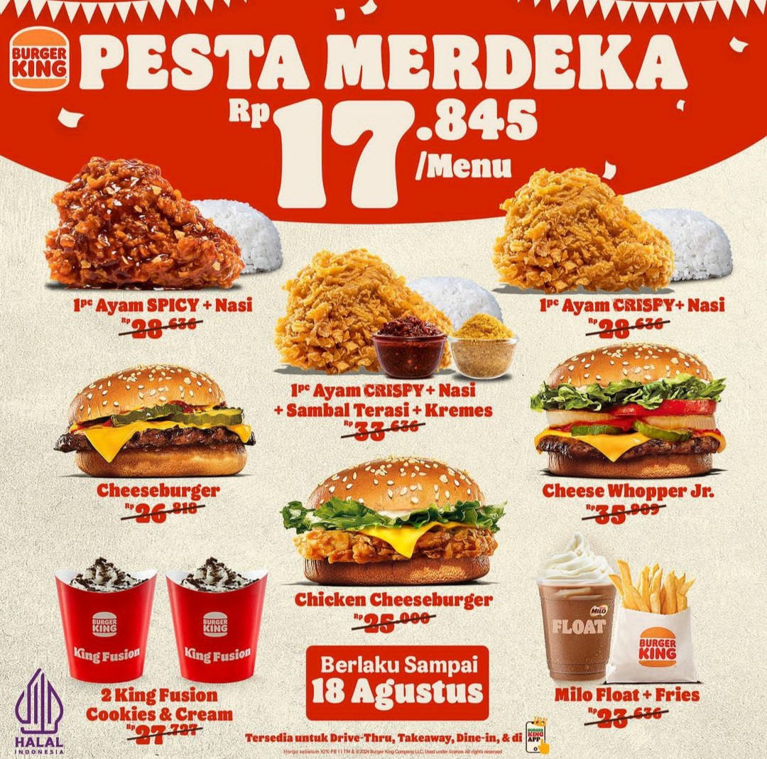 Promo Burger King Pesta Merdeka Agustus 2024