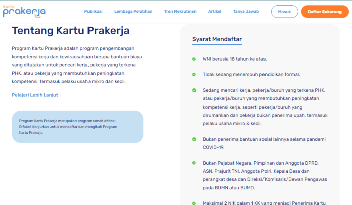Syarat dan ketentuan mendaftar Kartu Prakerja Gelombang 71