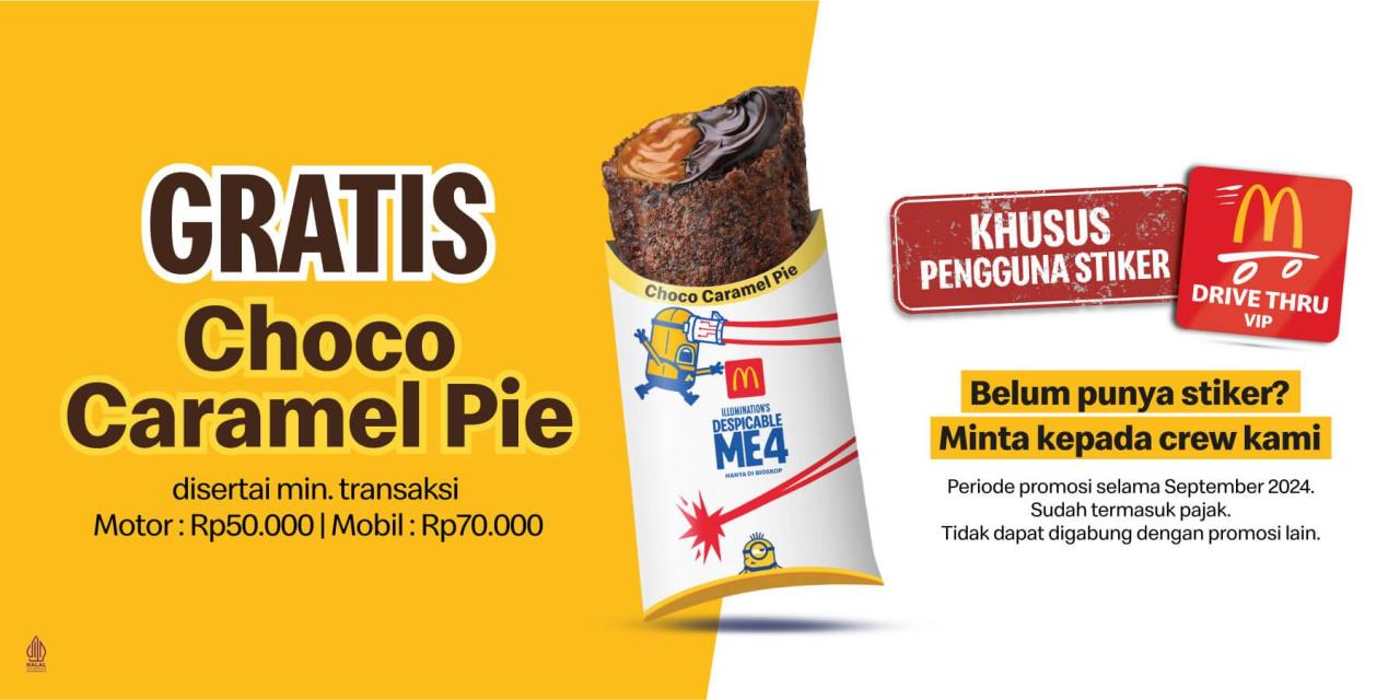 McD Drive Thru gratis choco caramel pie