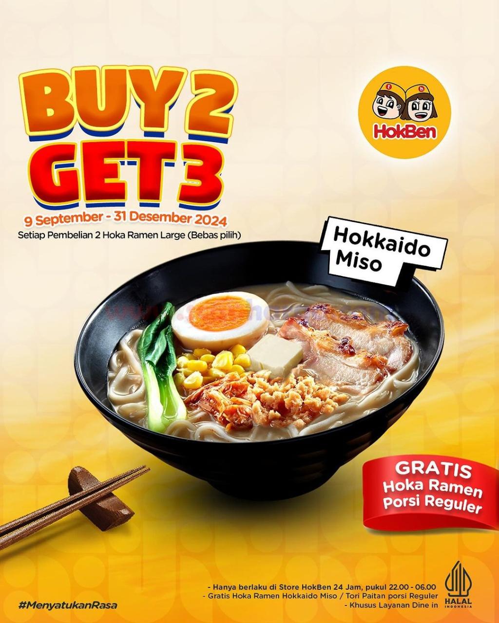 Promo HOKBEN BUY 2 GET 3 GRATIS RAMEN