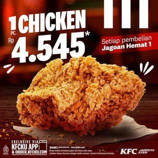 Promo Harga 1 Chicken Rp4.545  - KFC