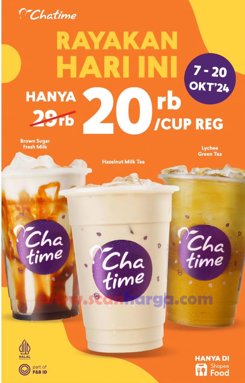 Promo CHATIME SHOPEEFOOD Hanya Rp. 20RB Per Cup Reg