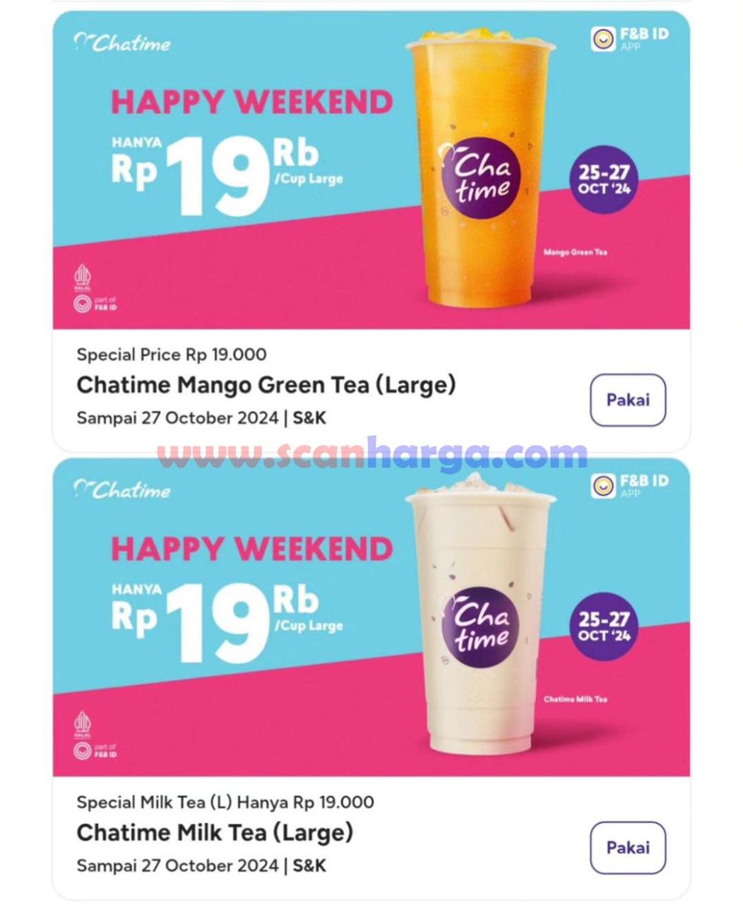 Promo Chatime Weekend 25 - 27 Oktober 2024