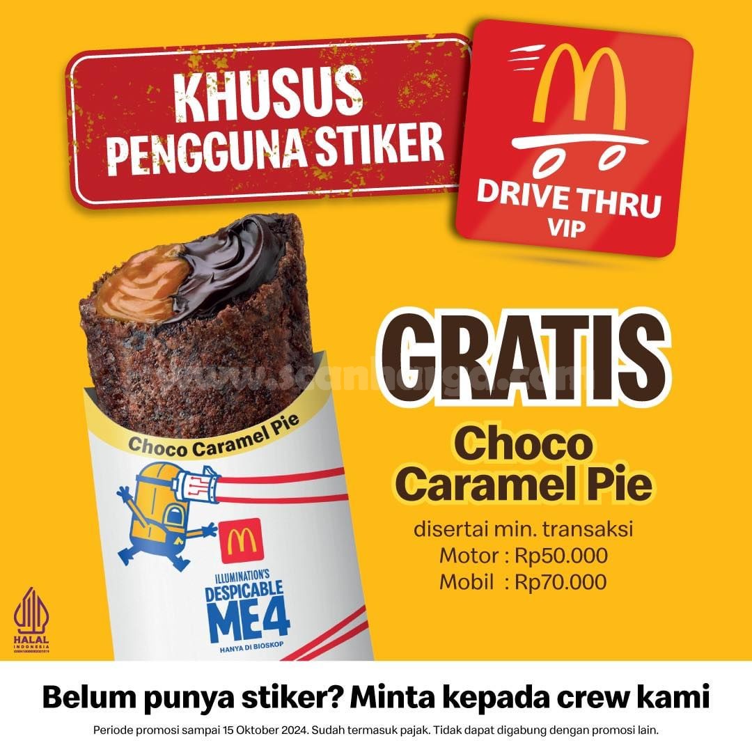 Promo McDonalds Gratis Choco Caramel Pie via Drive Thru