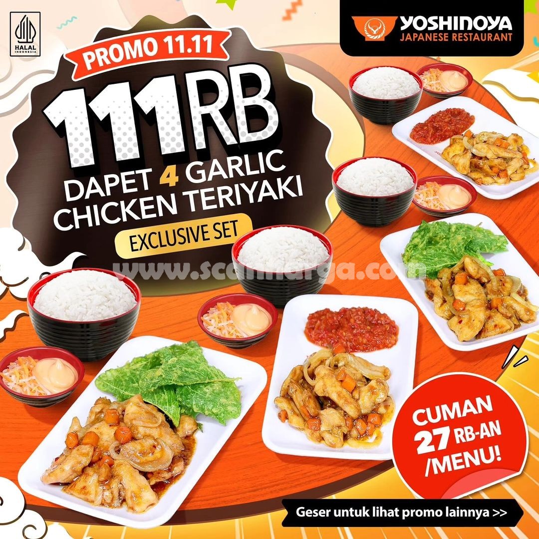 Promo Yoshinoya Spesial 11.11 Paket Berempat mulai Rp. 27.000 per Menu