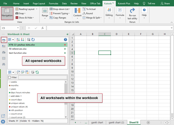 Cara menampilkan sheet di excel