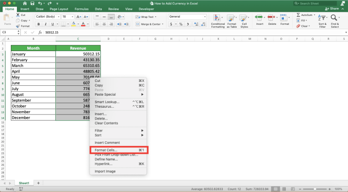 Cara menambahkan rp di excel