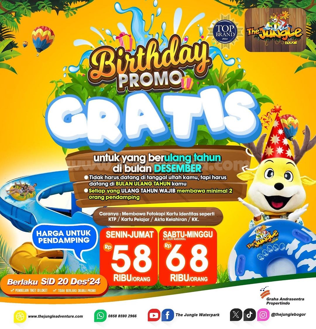 Promo THE JUNGLE WATERPARK ULANG TAHUN GRATIS TIKET MASUK